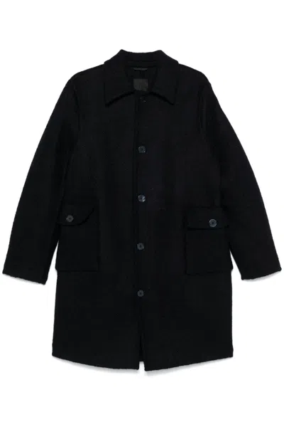 Givenchy Virgin Wool Long Coat In Navy