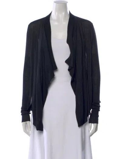 Pre-owned Givenchy Virgin Wool Open Front Sweater In Black