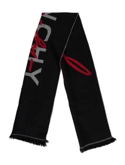 Pre-owned Givenchy Virgin Wool Printed Scarf In Black