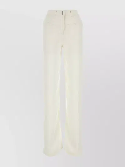 GIVENCHY VISCOSE AND DENIM WIDE-LEG TROUSERS