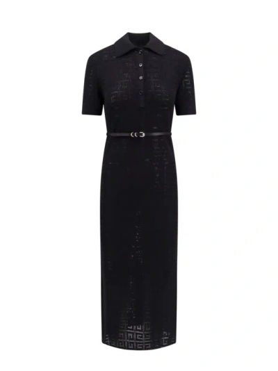 Givenchy Viscose Blend Dress With All-over 4g Motif In Black