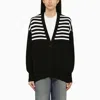 Givenchy Oversize Stripe 4g Patch V-neck Cardigan In Nero