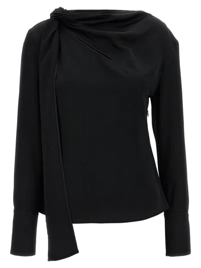 Givenchy Viscose Blend With Sash Neckline Blouse In Black