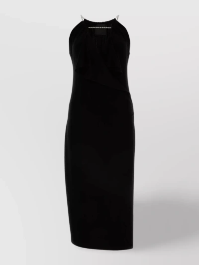 Givenchy Viscose Dress With Embellished Neckline And Draped Detailing In Black