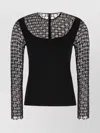 Givenchy Viscose Top With Geometric Pattern And Sheer Sleeves