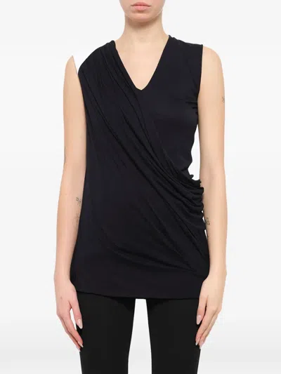 Givenchy V-neck Draped Top In Black