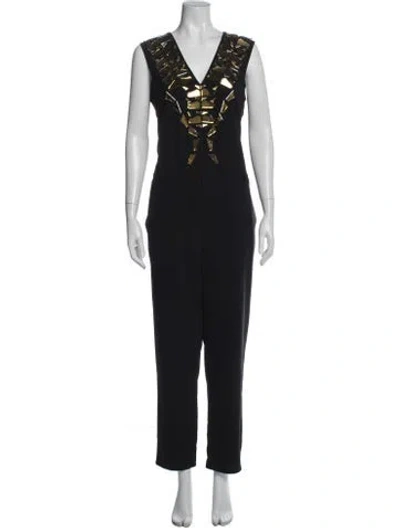 Pre-owned Givenchy V-neck Jumpsuit In Black
