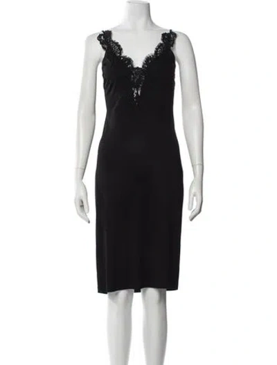 Pre-owned Givenchy V-neck Knee-length Dress In Blue