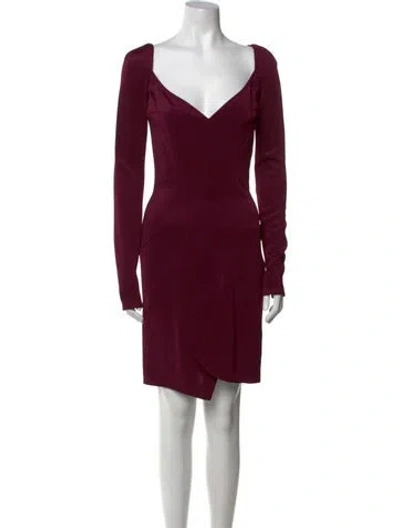 Pre-owned Givenchy V-neck Knee-length Dress In Burgundy