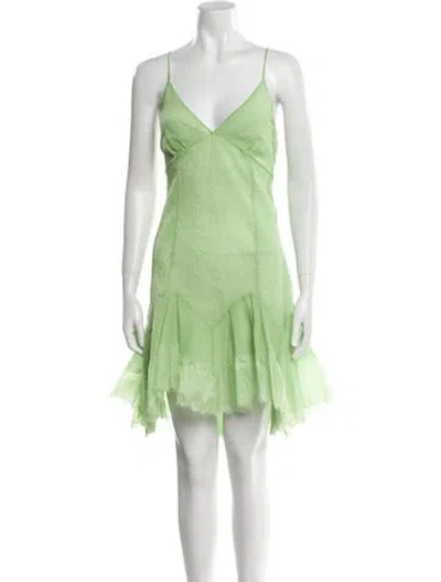 Pre-owned Givenchy V-neck Knee-length Dress In Green