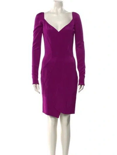 Pre-owned Givenchy V-neck Knee-length Dress W/ Tags In Purple