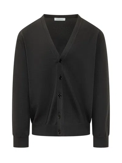 Givenchy V-neck Knitted Cardigan In Black
