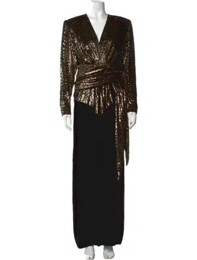 Pre-owned Givenchy V-neck Long Dress In Black