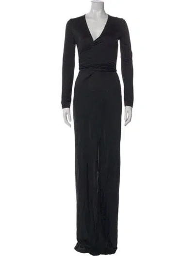 Pre-owned Givenchy V-neck Long Dress In Black