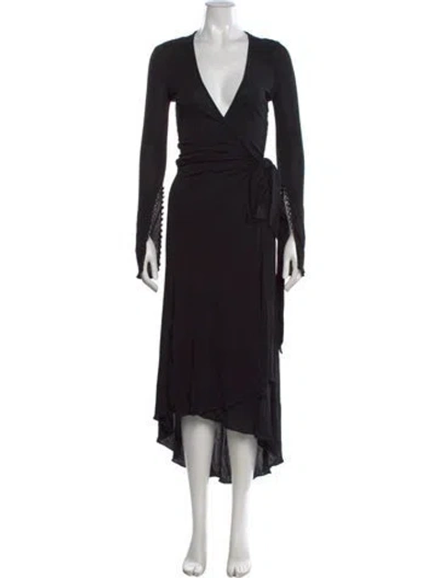 Pre-owned Givenchy V-neck Long Dress In Black