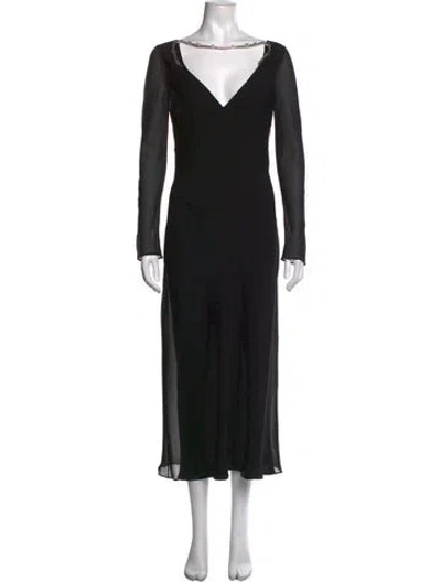 Pre-owned Givenchy V-neck Long Dress In Black