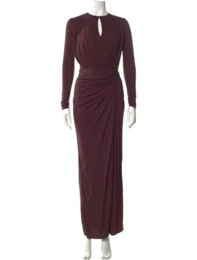 Pre-owned Givenchy V-neck Long Dress In Burgundy
