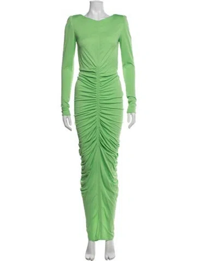 Pre-owned Givenchy V-neck Long Dress In Green