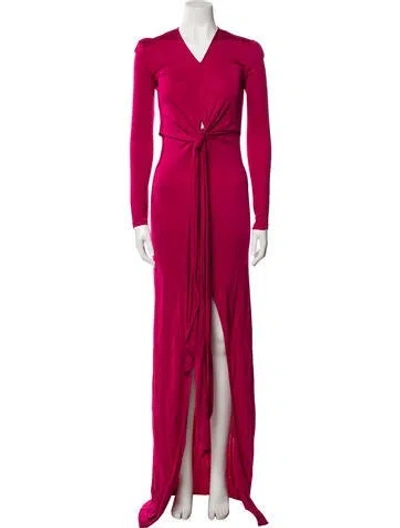 Pre-owned Givenchy V-neck Long Dress In Pink