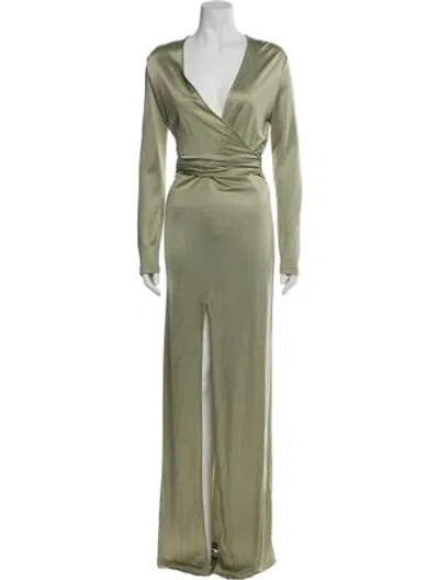 Pre-owned Givenchy V-neck Long Dress W/ Tags In Green