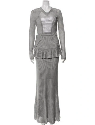Pre-owned Givenchy V-neck Long Dress W/ Tags In Grey