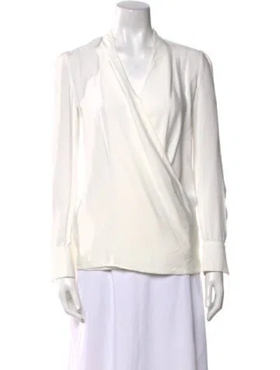 Pre-owned Givenchy V-neck Long Sleeve Blouse In Neutral