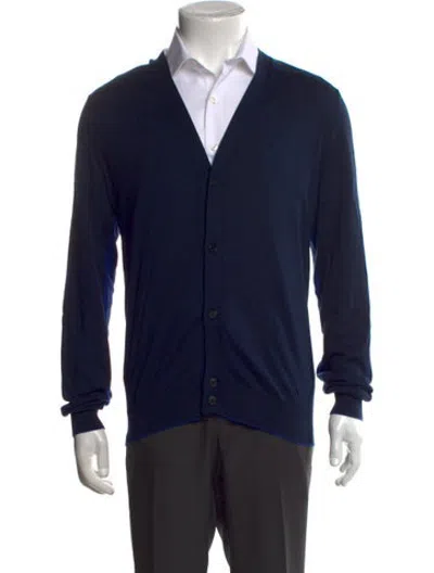 Pre-owned Givenchy V-neck Long Sleeve Cardigan In Blue