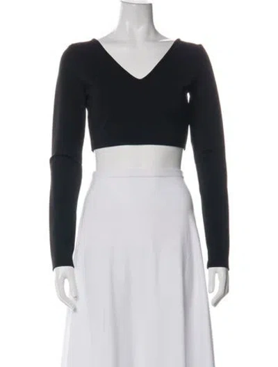 Pre-owned Givenchy V-neck Long Sleeve Crop Top In White