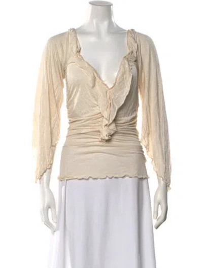 Pre-owned Givenchy V-neck Long Sleeve Top In Neutral