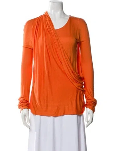 Pre-owned Givenchy V-neck Long Sleeve Top In Orange