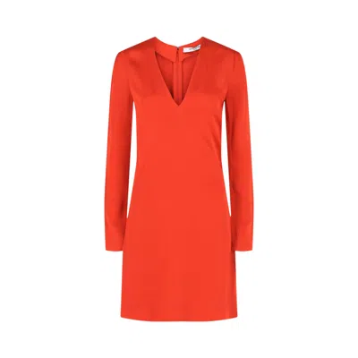 Pre-owned Givenchy V-neck Long-sleeve Dress 'bright Red' | Women's Size 34