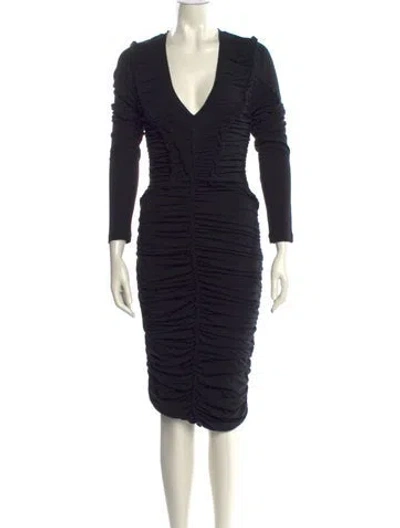 Pre-owned Givenchy V-neck Midi Length Dress In Black