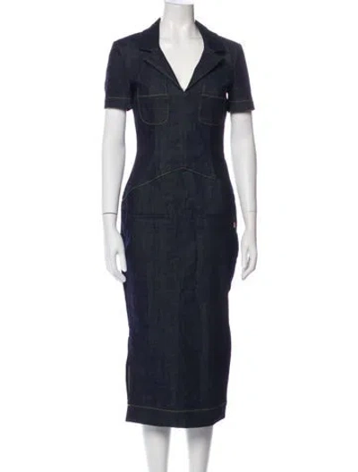 Pre-owned Givenchy V-neck Midi Length Dress In Black