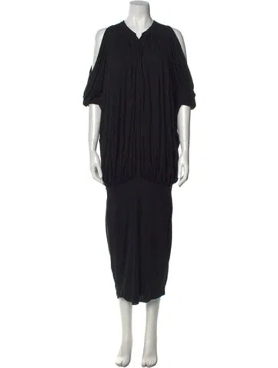 Pre-owned Givenchy V-neck Midi Length Dress In Black