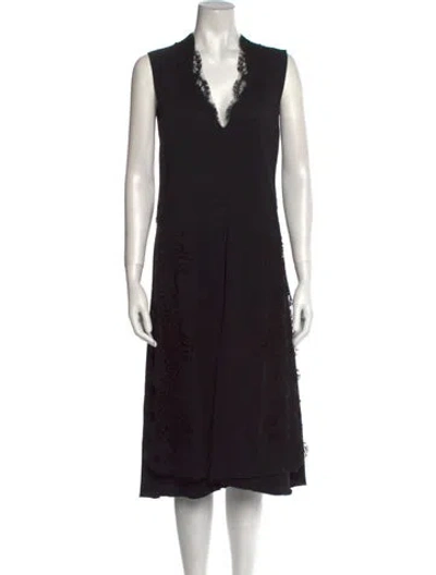 Pre-owned Givenchy V-neck Midi Length Dress In Black