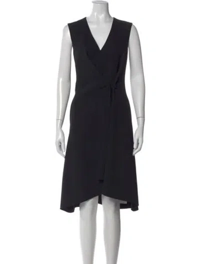 Pre-owned Givenchy V-neck Midi Length Dress In Black
