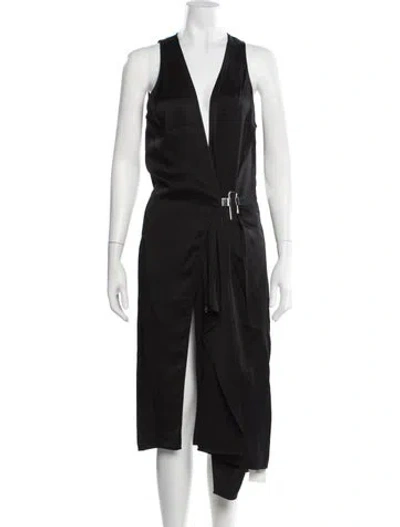 Pre-owned Givenchy V-neck Midi Length Dress In Black