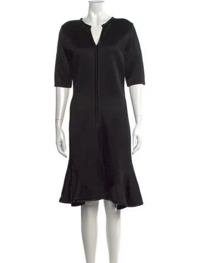 Pre-owned Givenchy V-neck Midi Length Dress In Black