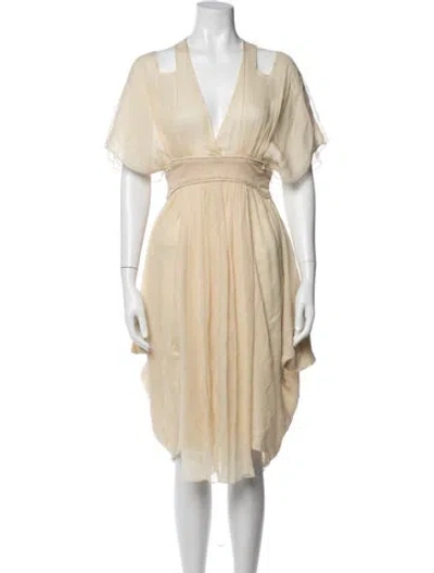 Pre-owned Givenchy V-neck Midi Length Dress In Neutral