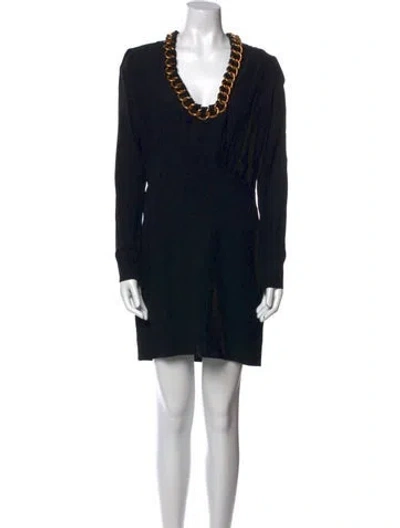 Pre-owned Givenchy V-neck Mini Dress In Black