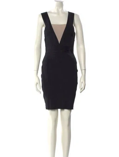 Pre-owned Givenchy V-neck Mini Dress In Black