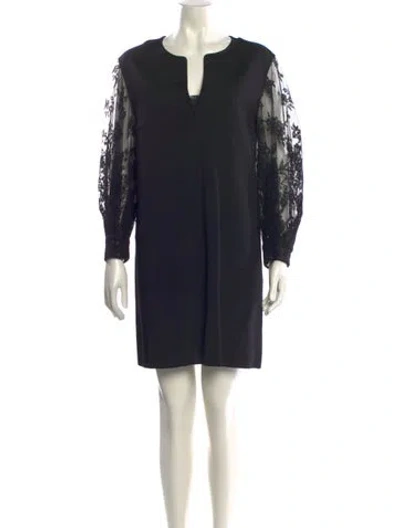 Pre-owned Givenchy V-neck Mini Dress In Black
