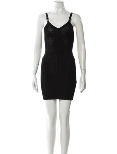 Pre-owned Givenchy V-neck Mini Dress In Black