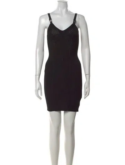 Pre-owned Givenchy V-neck Mini Dress In Black