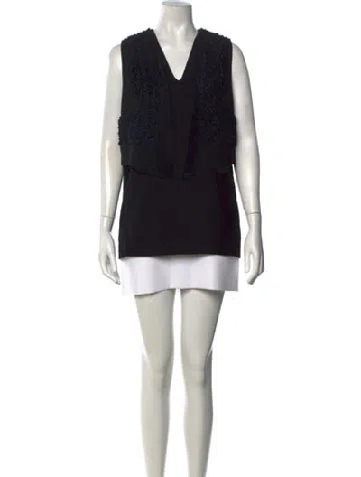 Pre-owned Givenchy V-neck Mini Dress In Black