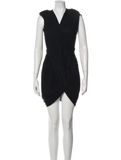 Pre-owned Givenchy V-neck Mini Dress In Gray