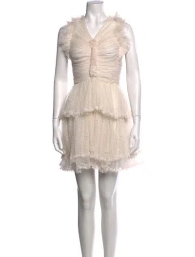 Pre-owned Givenchy V-neck Mini Dress In Neutrals