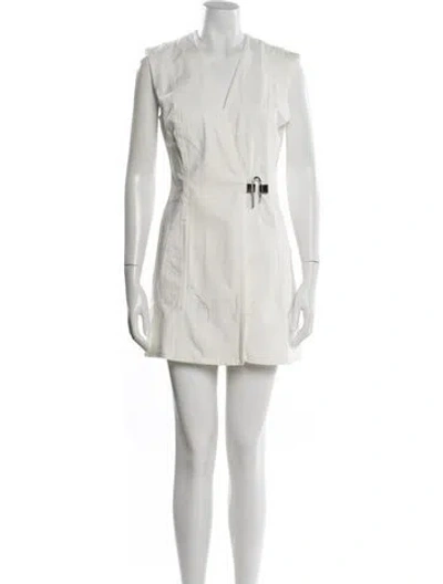 Pre-owned Givenchy V-neck Mini Dress In White