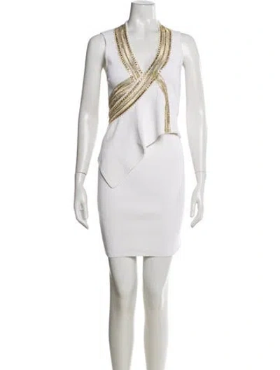 Pre-owned Givenchy V-neck Mini Dress In White