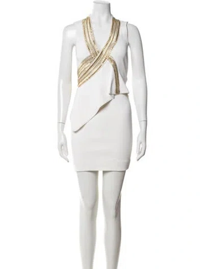 Pre-owned Givenchy V-neck Mini Dress In White